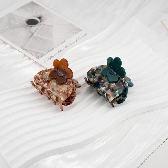 2 Pack Handmade Flower Acetate Claw Clips Large Stylish Hair Accessories main image 6